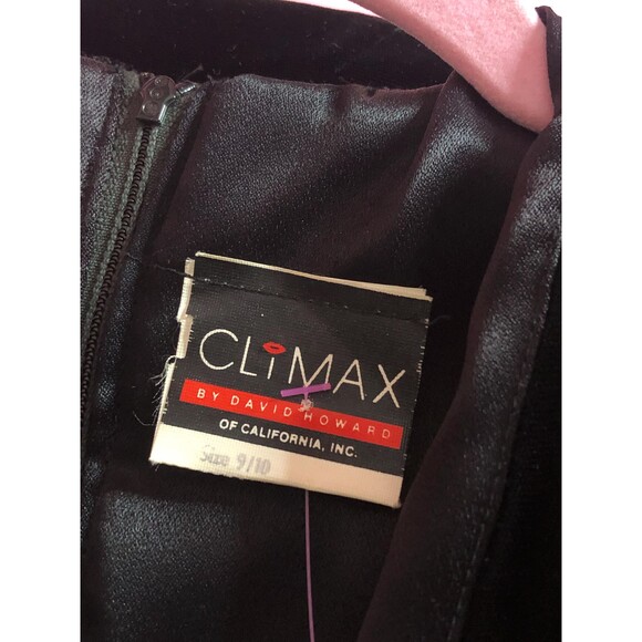 1980s CLIMAX by DAVID HOWARD Drop Waist Velvet Plunge W/Large Satin Bow. S-M - Picture 9 of 10